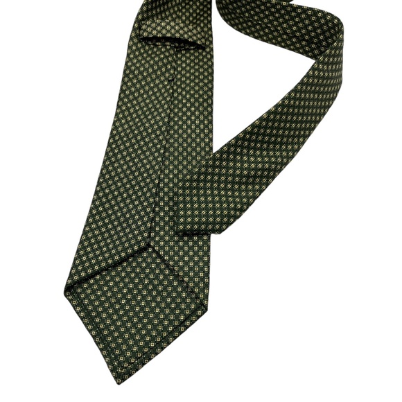 ALAN FLUSSER SEVENFOLD Green Geometric Silk LUXURY Tie - Picture 2 of 5